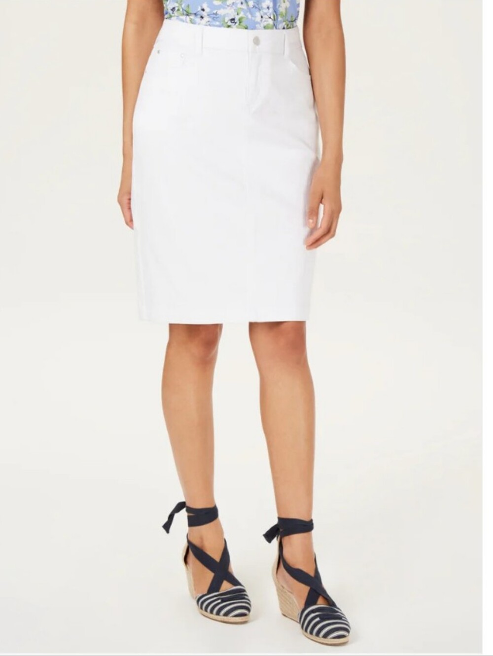 NWT Charter Club Demin Skirt Bright White Size 4